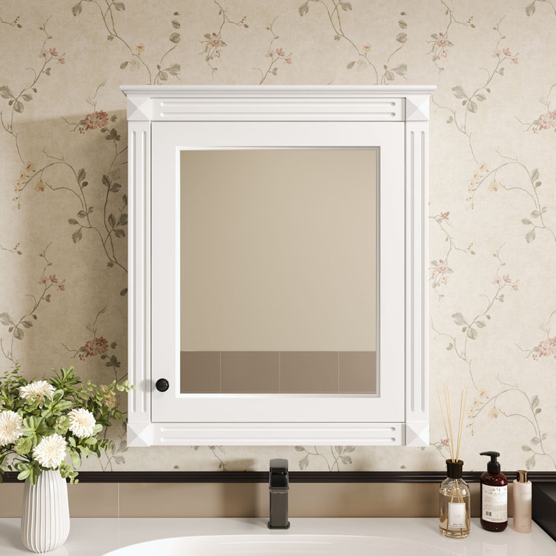 Armoire à pharmacie murale 24 po x 27 po avec miroir, Blanc