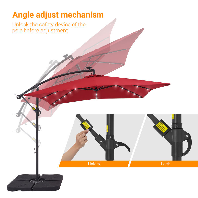 Parasol en porte-à-faux 98,4 po Dailan, Rouge