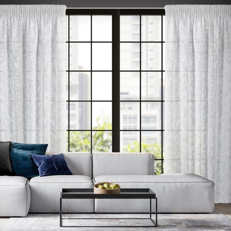 Mahika Slot Top Semi Sheer Single Curtain, White