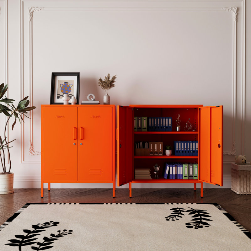 2 Door Lockable Metal Storage Cabinet, 3-Tier Heavy Duty Industrial Cabinet with Removable Shelves, Easy Assembly Multi-Purpose Storage for Home Office