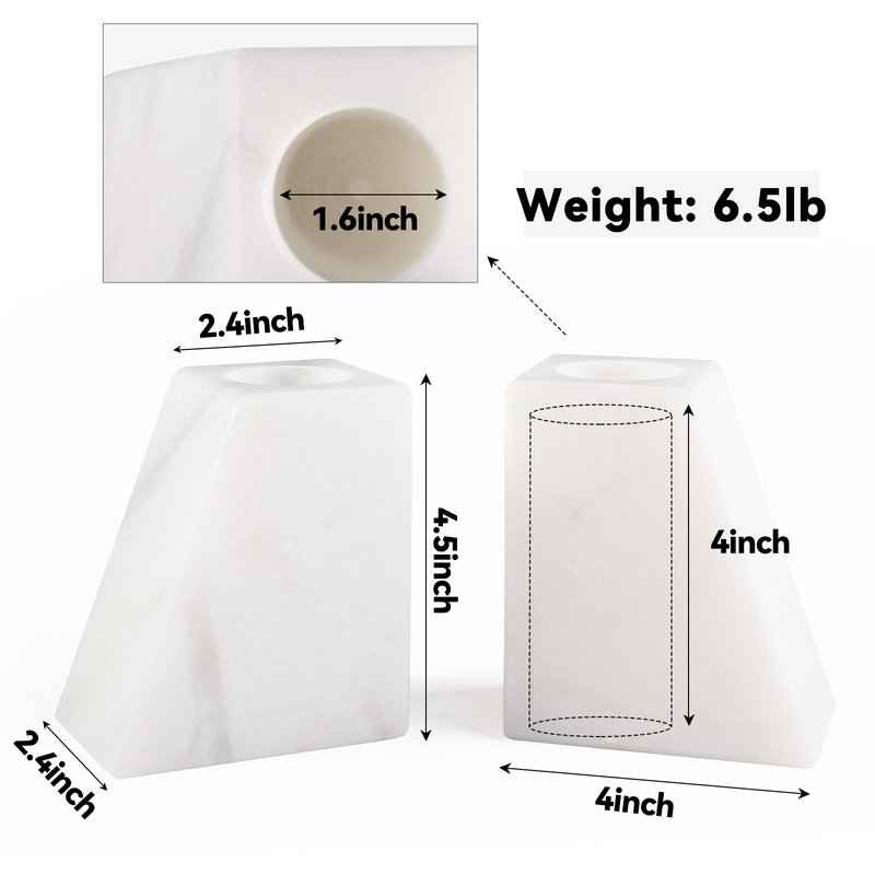 Marble Vase Bookends (Set of 2), White