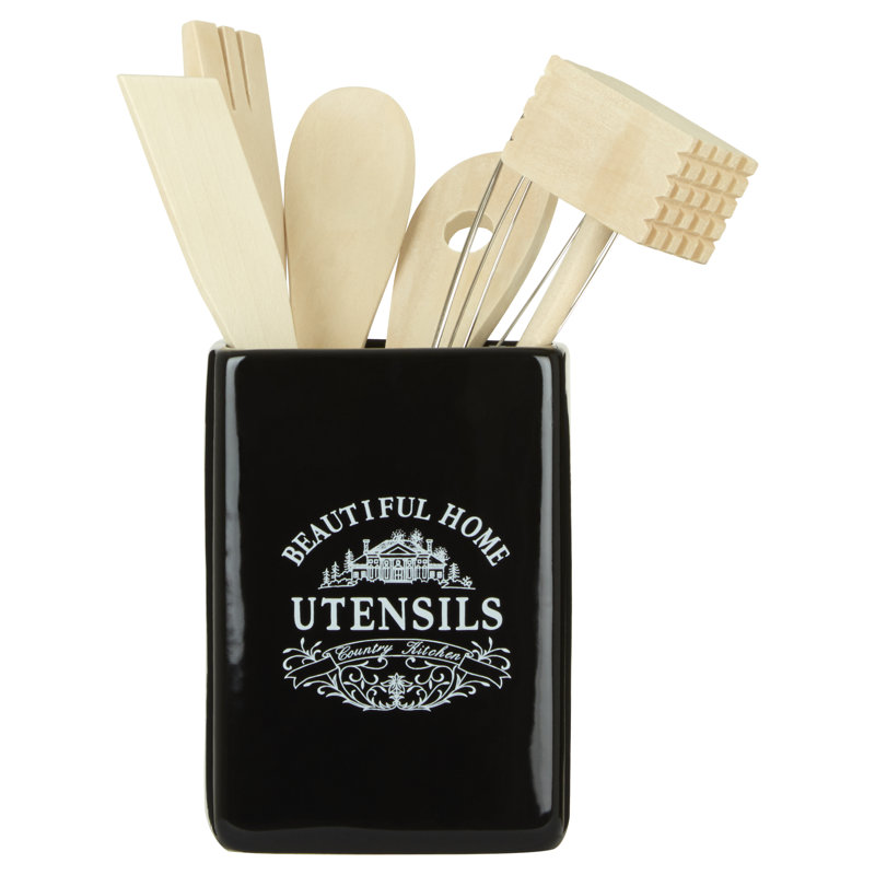 Kevan Ceramic / Porcelain Square Utensil Crock