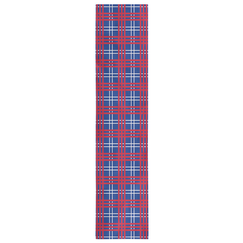 Chemin de table en polyester payant, L 72 po x l 16 po, Bleu/rouge