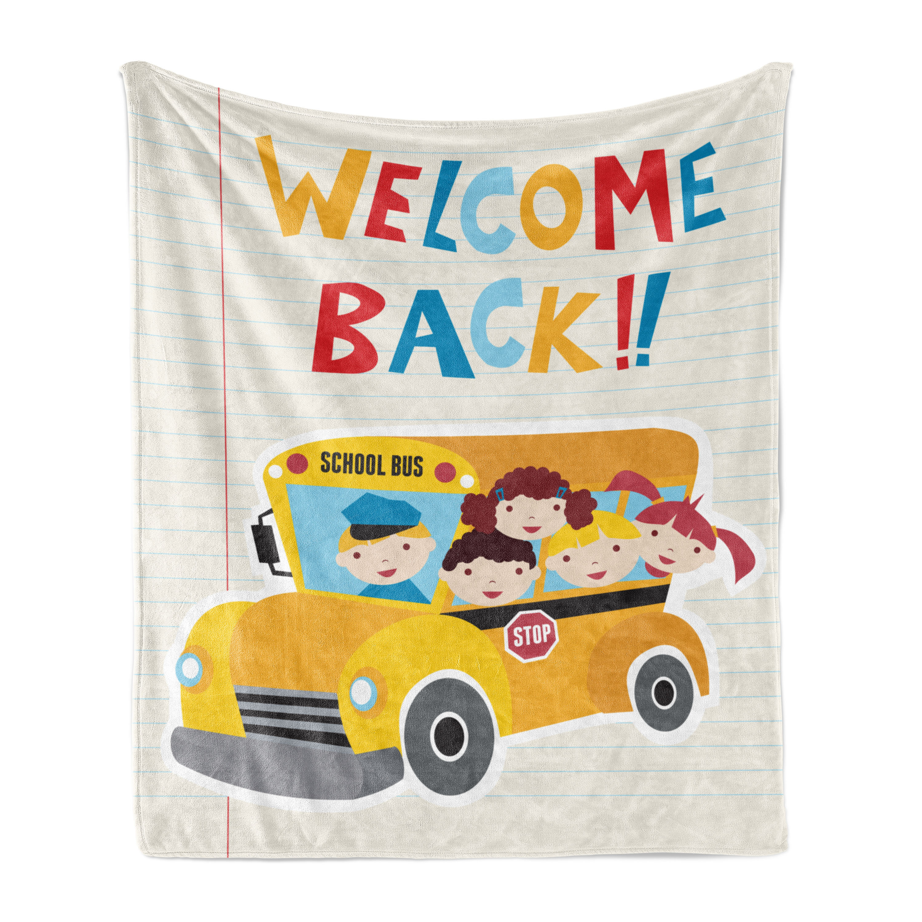 Ambesonne Bus Fleece Throw Blanket Welcome Back Typography | Wayfair