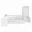 Lit plateforme en bois avec 6 tiroirs, tablettes, bureau et garde-robe-12804765