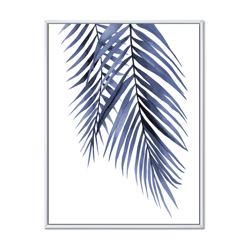 «Palm Leaves Abstract Tropical Branches», reproduction sur toile flottante, H 32 po x l 24 po x P 1 po, Cadre blanc