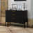 31.5" Wide Modern Fluted Design 3-Drawer Wood Dresser with Metal Legs
