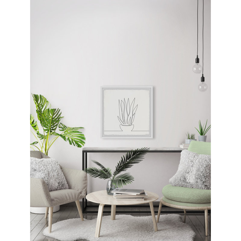 Succulent Line - Single Picture Frame Print, 45cm H x 45cm W x 3.81cm D