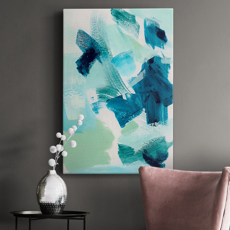 «Teal Composition II», reproduction sur toile tendue, H 27 po x l 18 po x P 1 po