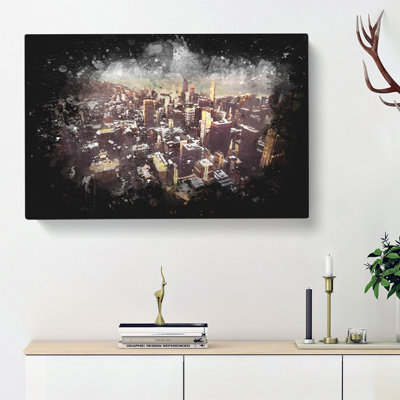 Flying Over The Chicago Skyline - Wrapped Canvas Painting