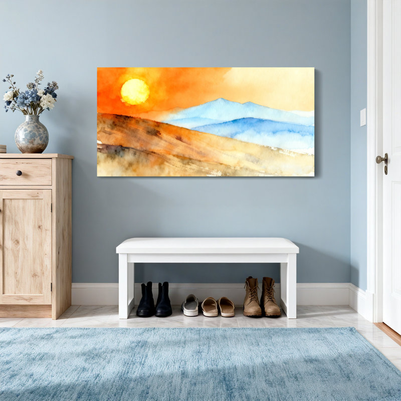 «Landscape & Nature Sunset Mountain Landscape», reproduction d'art sur toile, H 16 po x l 32 po
