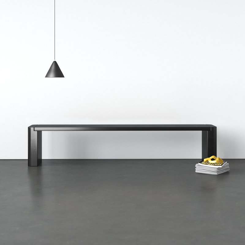 Channing 62"-82" Solid Wood Bench, Black, 17" H x 82" W x 16" D