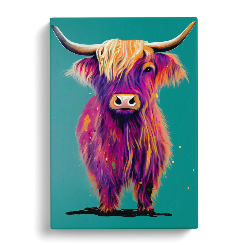 XC1022-1592X Colourful Highland Cow No.1 - Wrapped Canvas Print, 50cm H x 35cm W x 3cm D