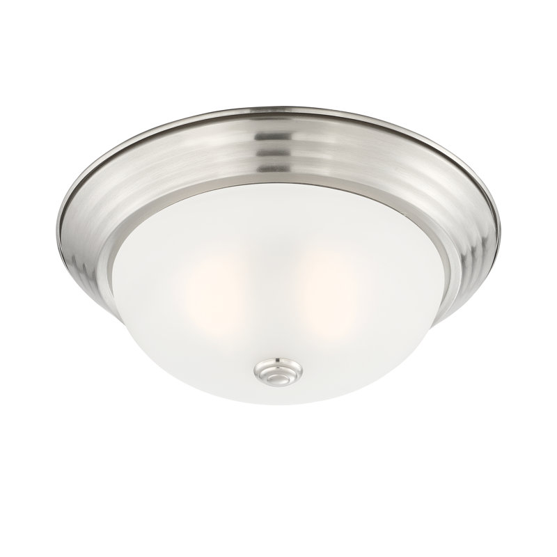 Miesner Glass Flush Mount, Satin Platinum, 4.75" H x 11.25" W x 11.25" D