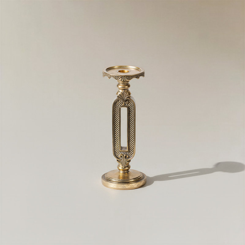Antique Gold Cutout Candle Holder, Decorative Resin Candle Holder