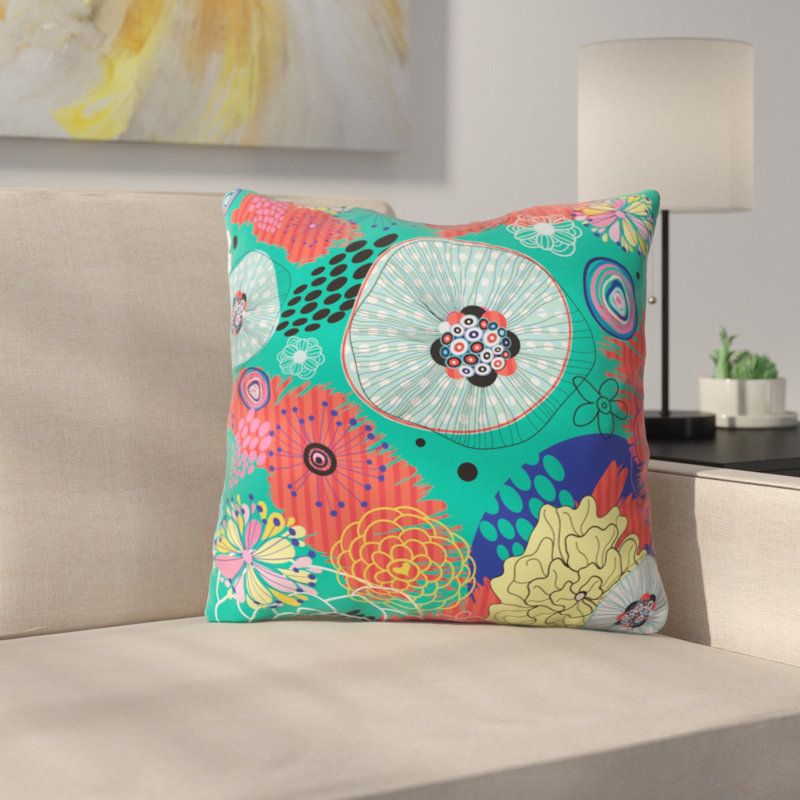 Flower Throw Pillow, 16" x 16"
