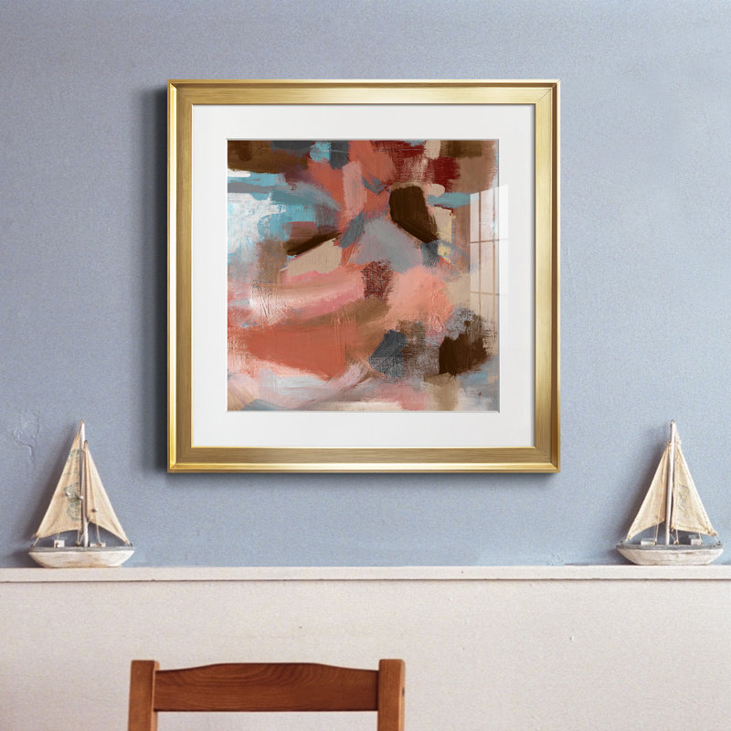 Terra Nova - peinture encadrée, Papier encadré doré, H 17,5 po x l 17,5 po x P 1,5 po