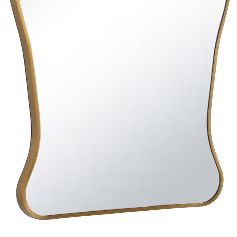 Piero Novelty Steel Wall Mirror, Natural Brass