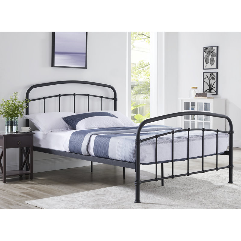 HALSTON BLACK METAL BED BED, Double (4'6)