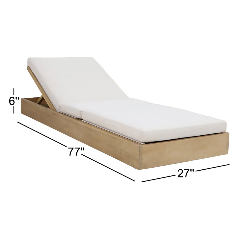 Adriatic Outdoor Acacia Wood Chaise Lounge , Cushion Included, Beige