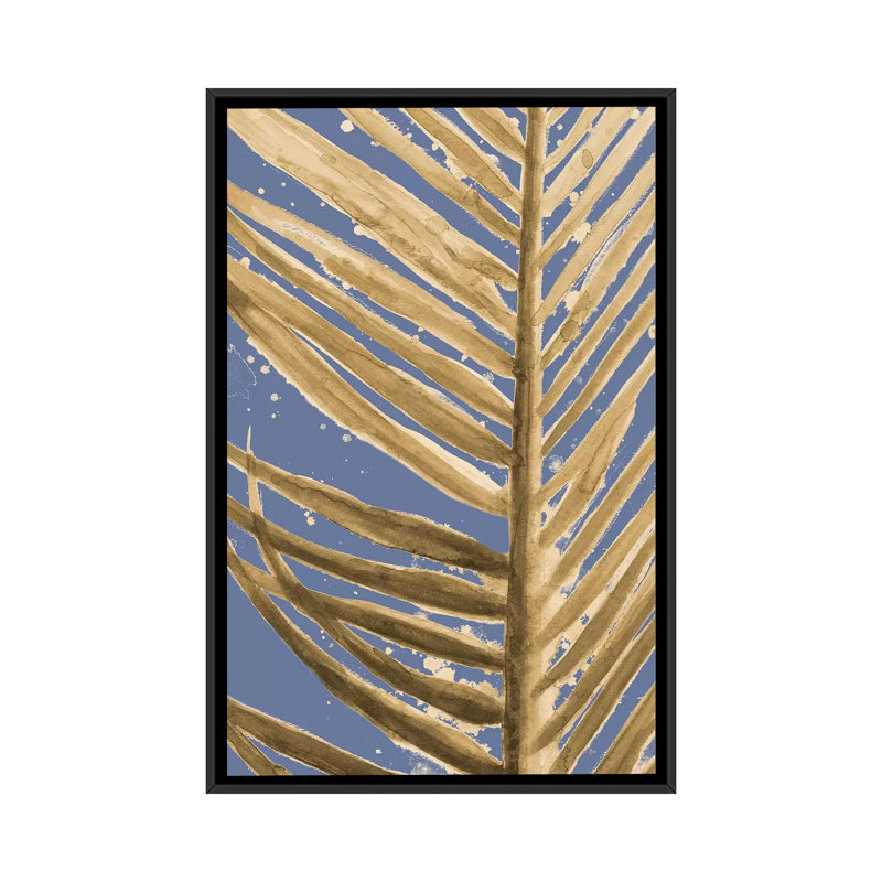 « Golden Wet Palm » par Patricia Pinto-impression, Toile avec cadre noir, Pas de tapis, H 26 po x l 18 po x 1,5 po