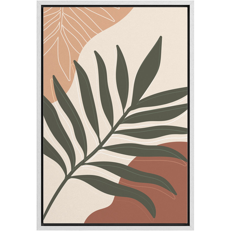 " Green Botanical Jungle Leaf Display ", 36" H x 24" W x 1.5" D, White Framed