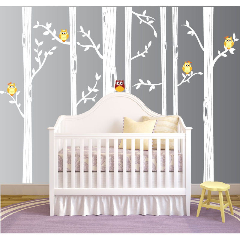 Adhésif décoratif pépinière de bouleau, Blanc / jaune