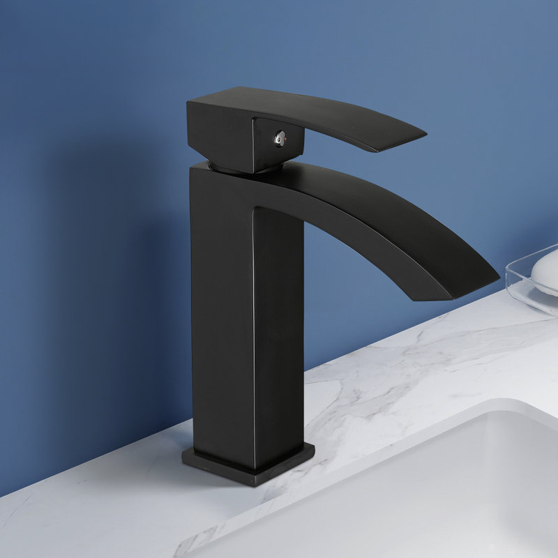 Topcraft Single Handle Single Hole Bathroom Sink Faucet, Matte Black