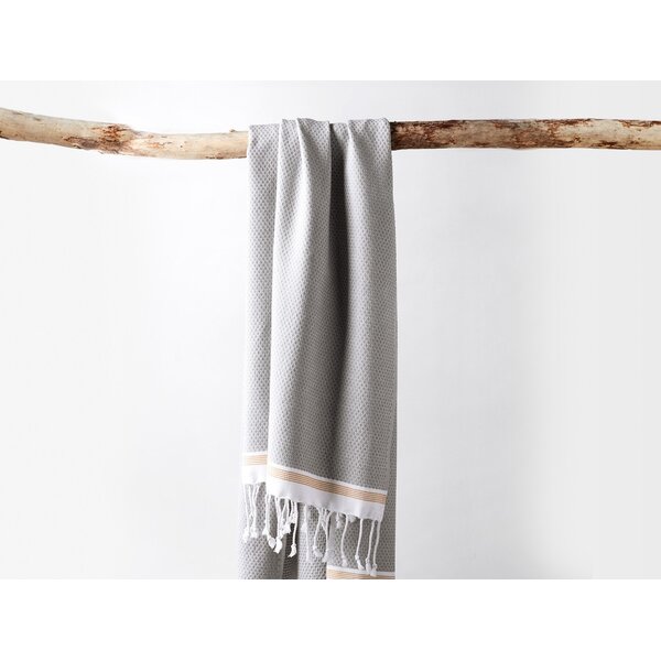 Taupe & White Cross Dyed Cotton Waffle Bath Towel - Anaya