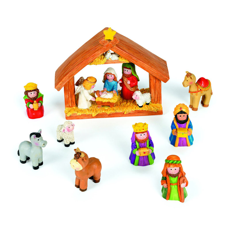 Handpainted Colorful Resin Tabletop Nativity Set
