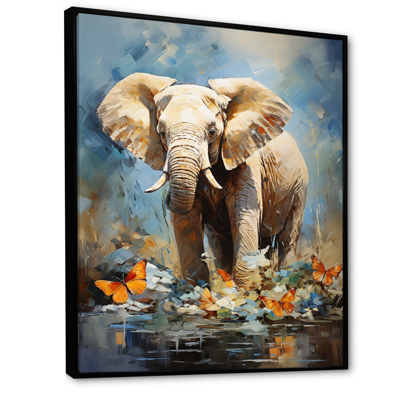 «Majestic Elephant In The Wild», reproduction sur toile, Cadre flottant noir, H 20 po x l 12 po x P 1 po