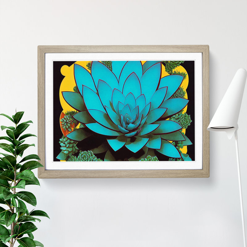 Splendid Succulent Plant - Framed Print, 46cm H x 64cm W x 2cm D, Oak