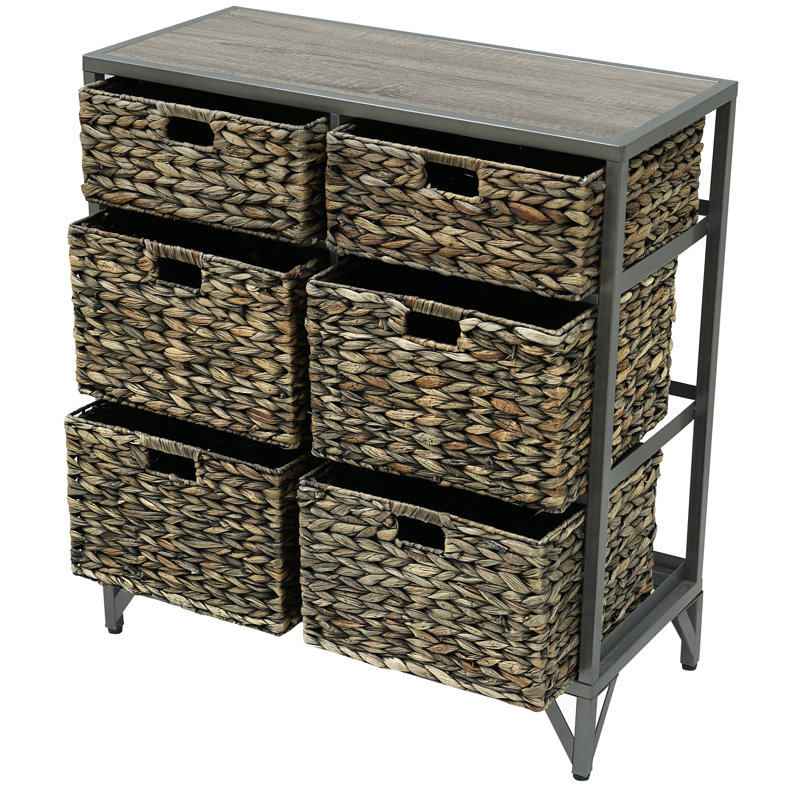 Commode décorative 6 tiroirs Pensacola, gris