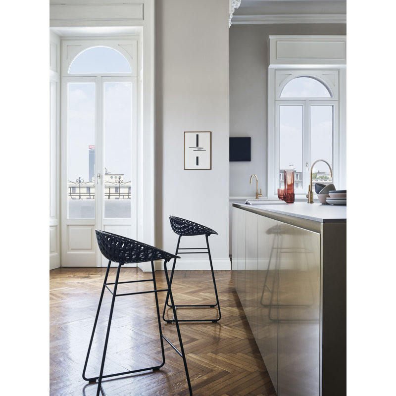 Smatrik Stool with Metal Frame, White/Chrome