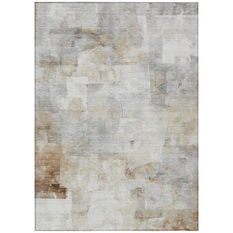Braeain Ivory Washable Indoor-Outdoor Rug - LOOMLAN, 3' x 5'