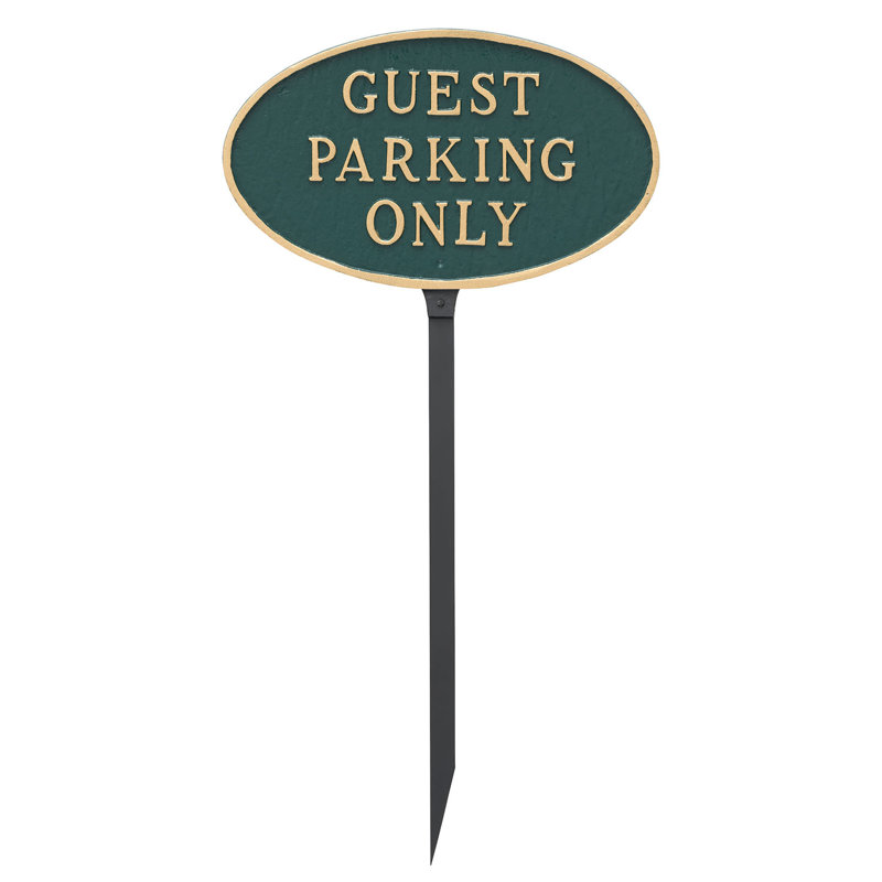 Guest Parking Only Statement Garden Sign, Hunter Green/Gold