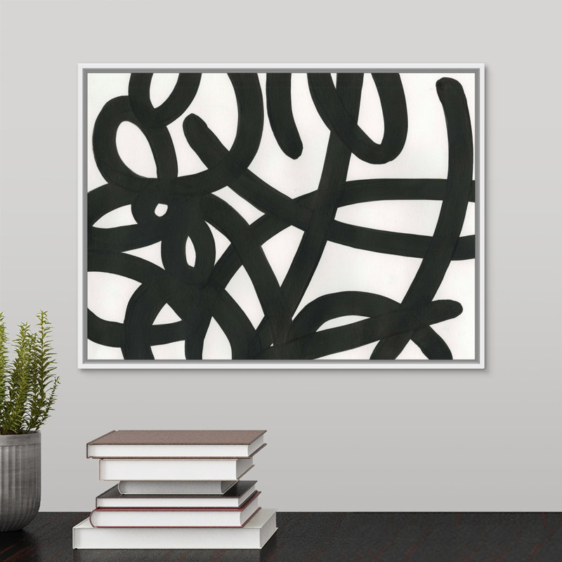 « graffiti i » par the novogratz-painting on toile, H 12 po x l 16 po x P 1,25 po, Cadre flottant blanc