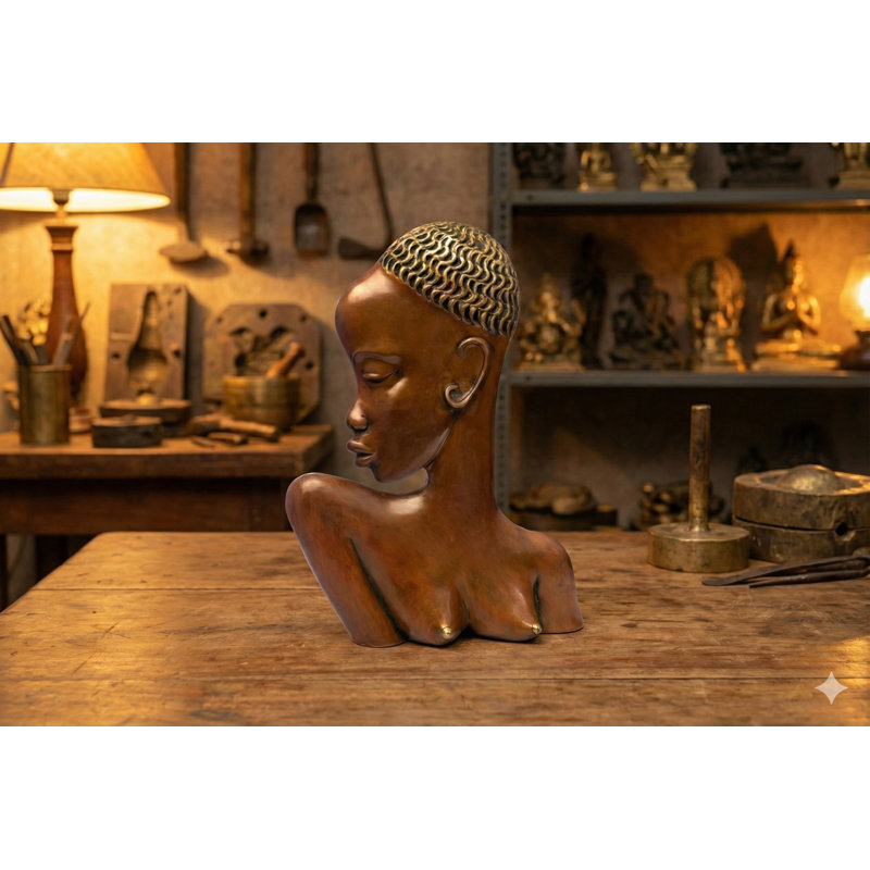 Figurine d'art tribal de 13 pouces fabriquée à la main en laiton