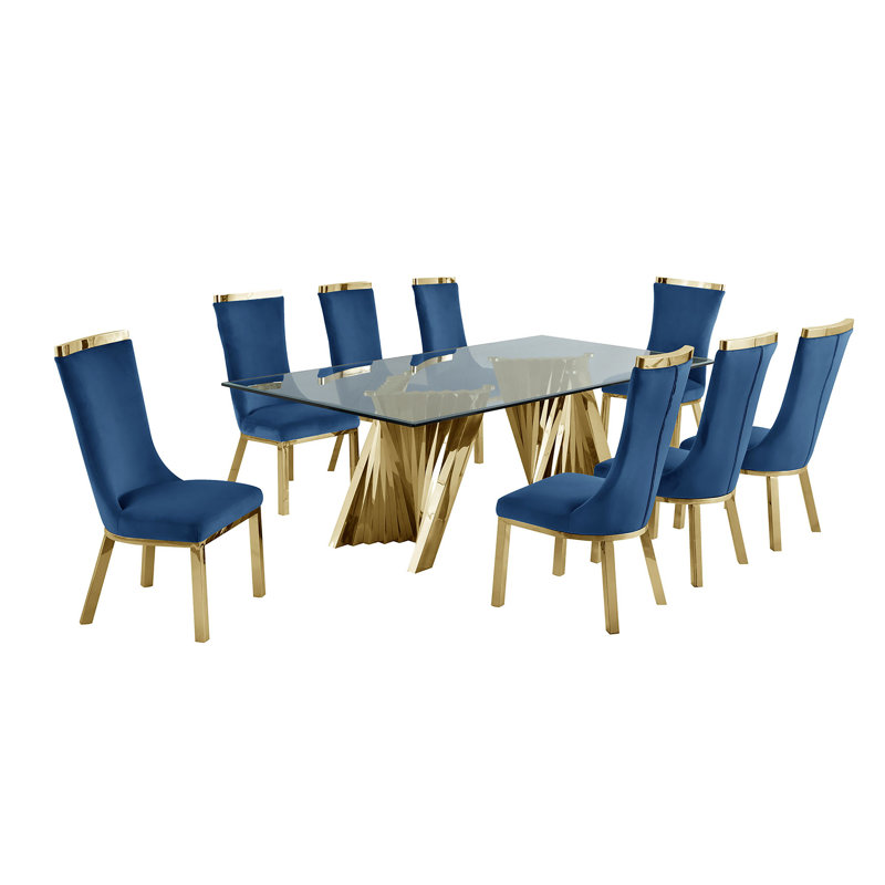 Ensemble repas pour 8 personnes, Bleu marine