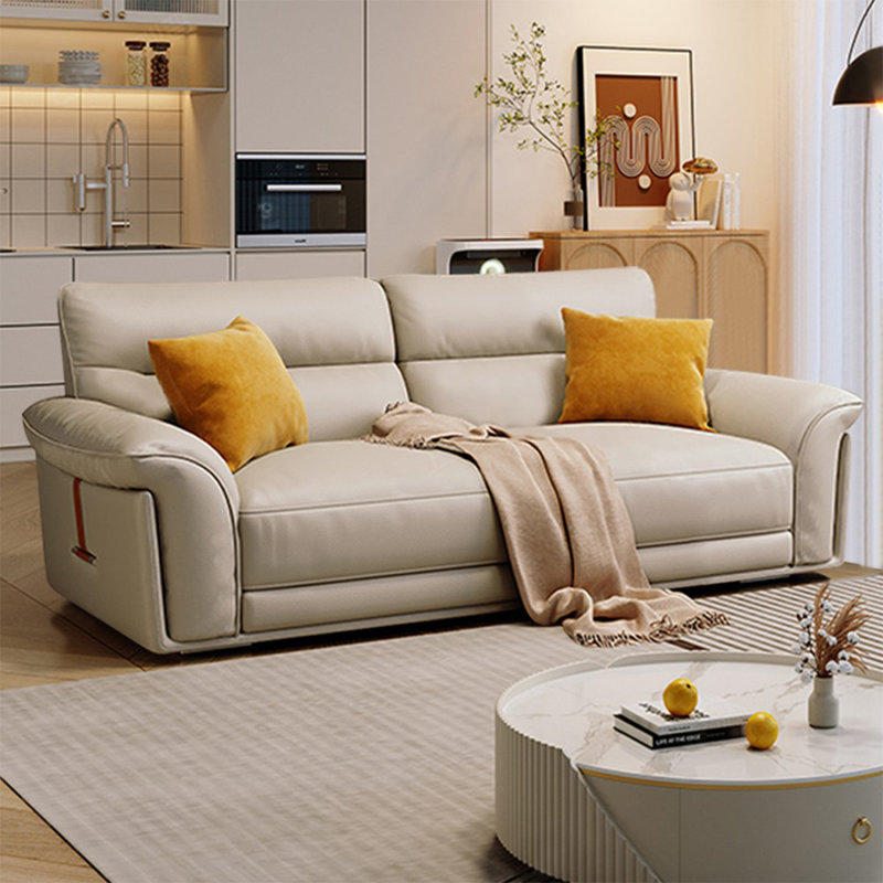 Causeuse-coussin standard en cuir véritable beige, Beige