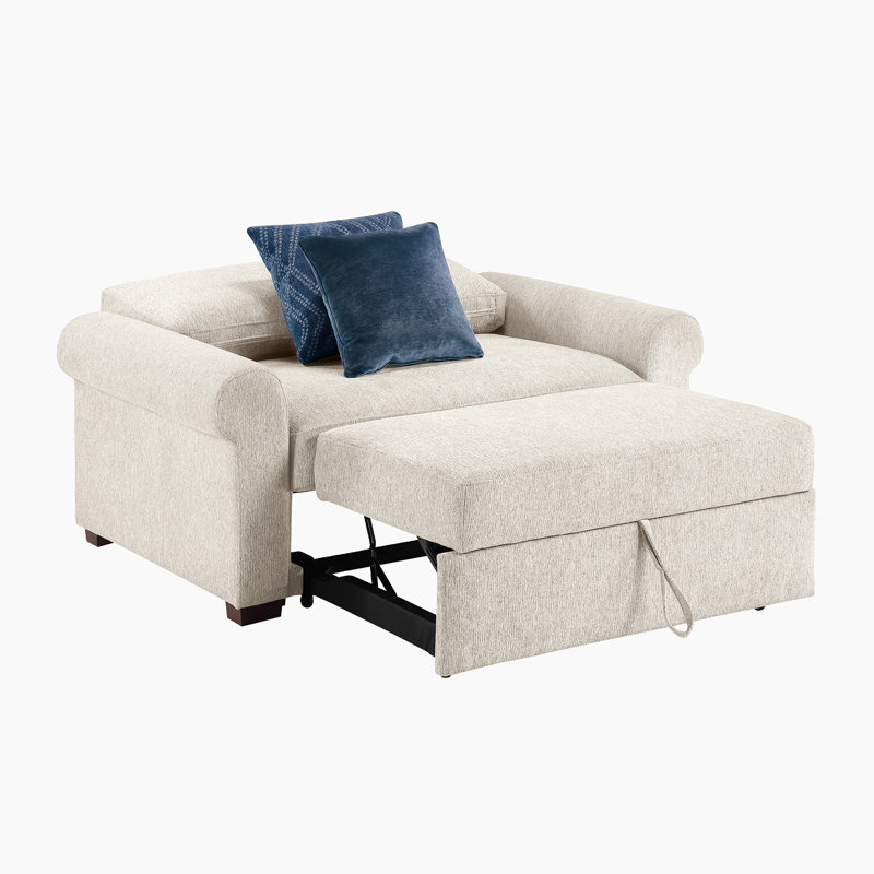 Chaise convertible en demi-fibre et en demi-lit 60,5 po Marlborough, Beige