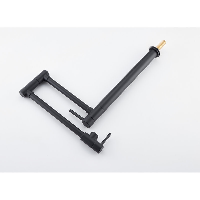 Matte Black Pot Filler Faucet With Extension - Brass, 360 Rotation And Foldable, Double Handles For Smooth Water Flow, Surface Layer To Corrosion Oxidation Corrosion Coating