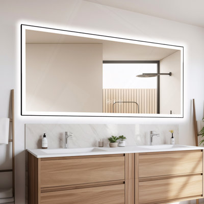 Miroir de salle de bain 55 "à DEL sans cadre 55", miroir intelligent