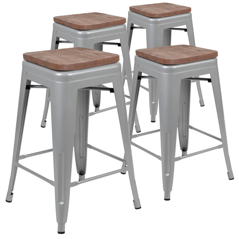 Tabouret à hauteur de comptoir 24 po Gladus, Argent, 1, Tabouret de comptoir (siège d'une hauteur de 24 p