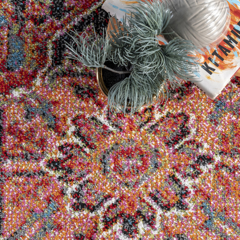 Benhurst Traditional Medallion Oriental Area Rug, Round 5'