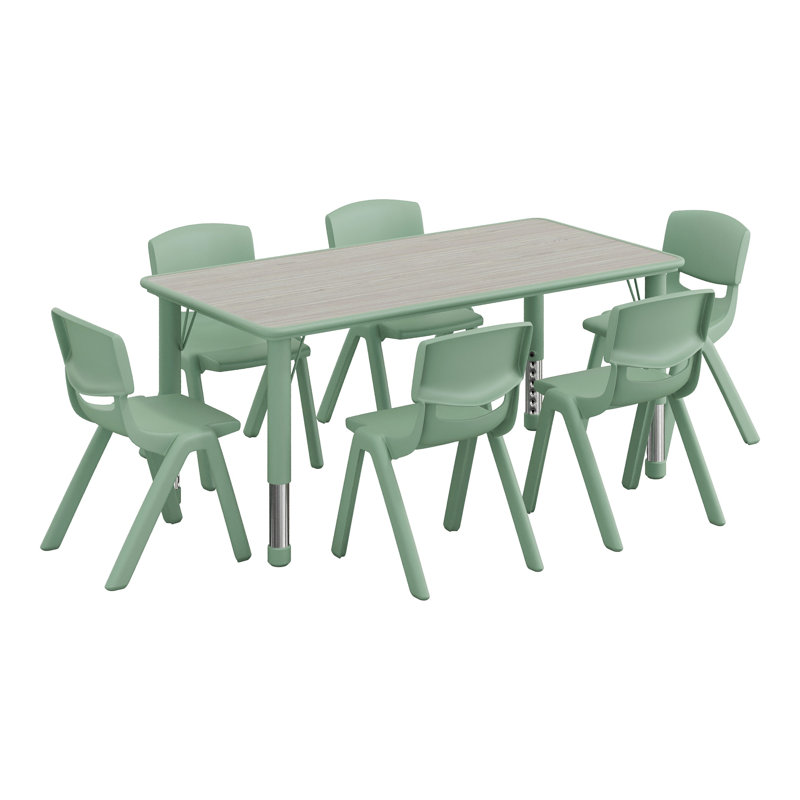 Ensemble de table et chaises pour enfants Goddard, 7 pièces, Rouge
