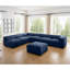 Canapé modulaire moderne 6 pièces avec rangement en tissu chenille bleu doux design cylindrique contemporain pour le salon