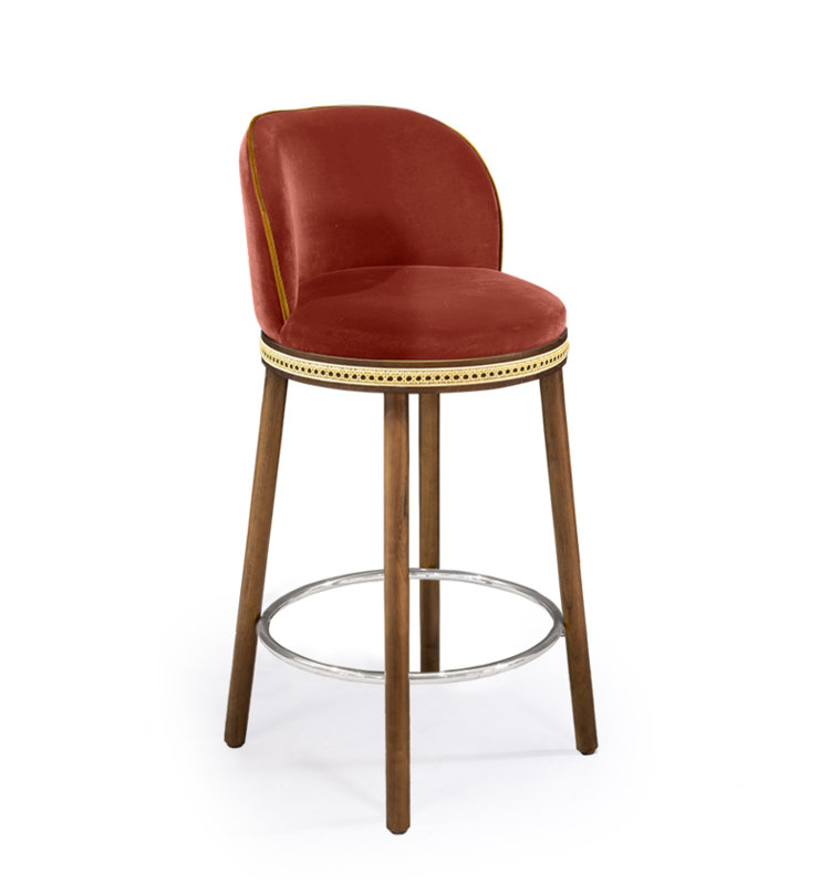 Tabouret de bar et de comptoir Alma, Tabouret de bar (siège d'une hauteur de 30 po), Pêche, Nickel poli