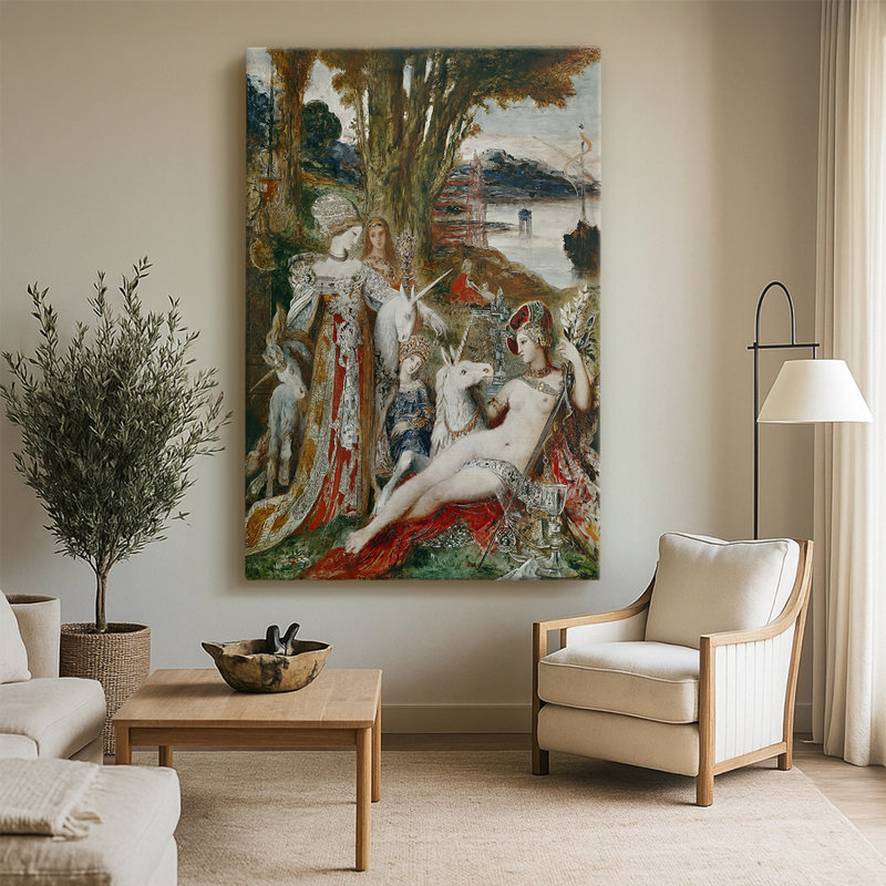 Les licornes - toile tendue par Gustave Moreau, 40 po x 60 po