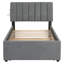 Lit plateforme gris avec lit gigogne gris - Structure en panneau de particules et revêtement en gris-452072386-452072387